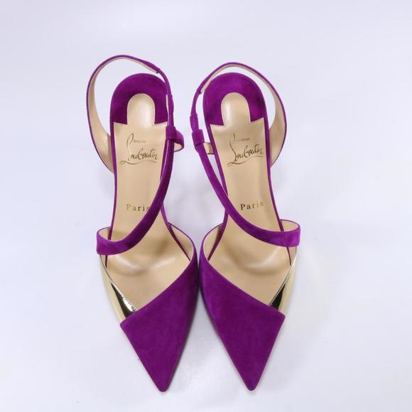 Richelieu Purple 85mm Platina Suede Slingback Pumps C369 - Picture 6 of 12
